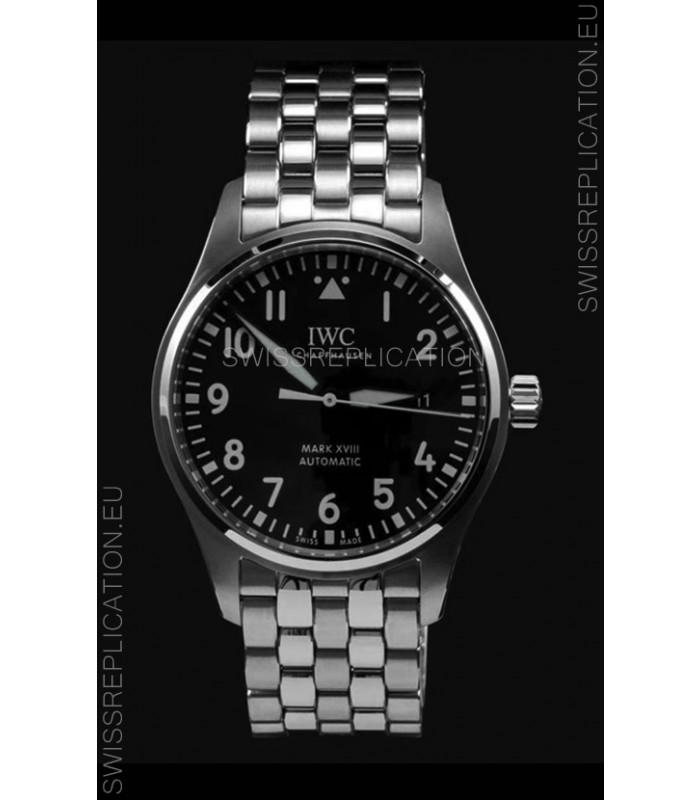 IWC MARK XVIII Swiss Replica Watch in 904L Steel Black Dial 40MM - 1:1 Mirror Replica