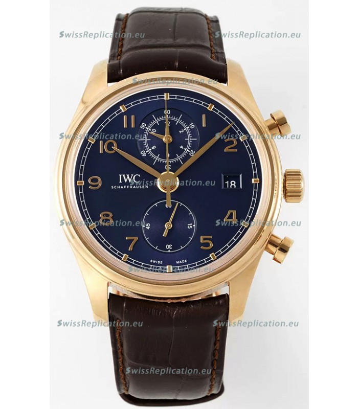 IWC Portugieser Chronograph Classic IW390305 Yellow Gold Blue Dial 1:1 Mirror Replica