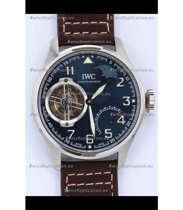 IWC Portuguese Genuine Swiss Tourbillon Movement Steel Watch in Blue Dial 