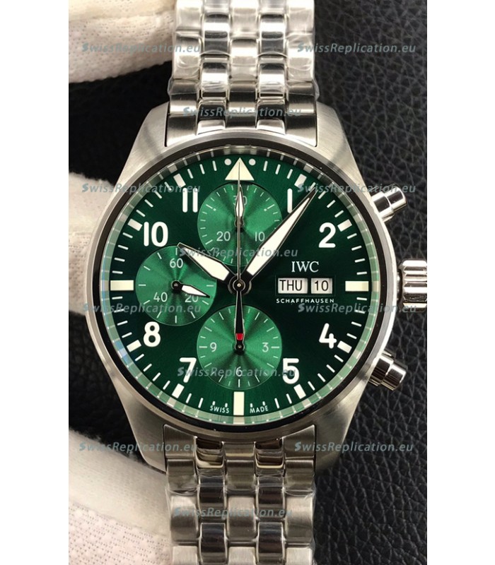 IWC Pilot Chronograph Edition Green Dial in 904L Steel Casing 1:1 Mirror Replica Watch