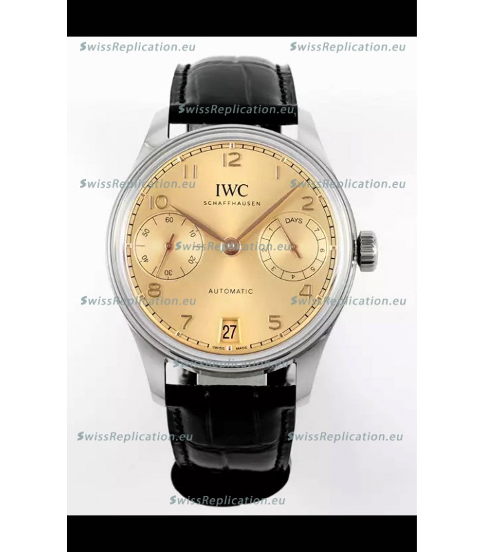 IWC Super Clone Portugieser Swiss 1:1 Mirror Replica Watch Champange Dial Steel Case Watch