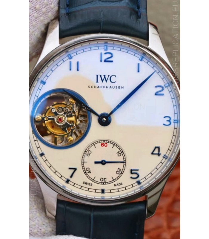 IWC Portuguese Genuine Swiss Tourbillon Movement Watch in White Dial