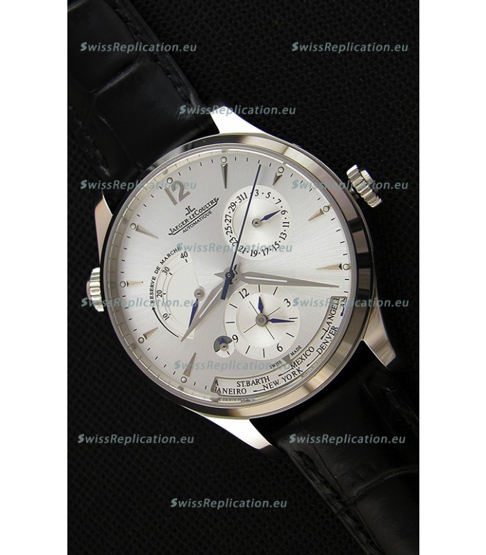 Jaeger LeCoultre Master Geographic Power Reserve Steel Case Steel Dial Swiss Replica Watch 