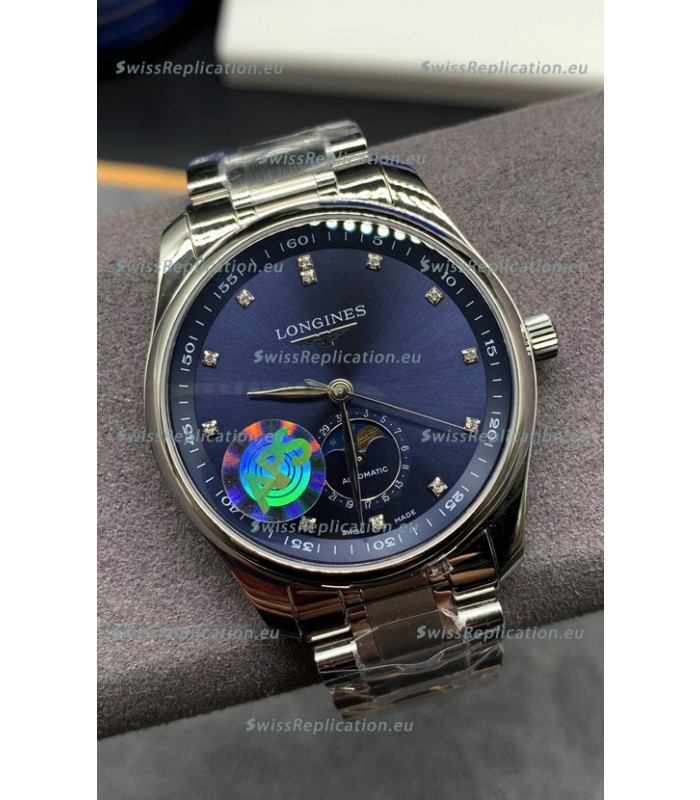 Longines Master Collection Automatic Moonphase Blue Dial Swiss Replica Watch Steel Strap