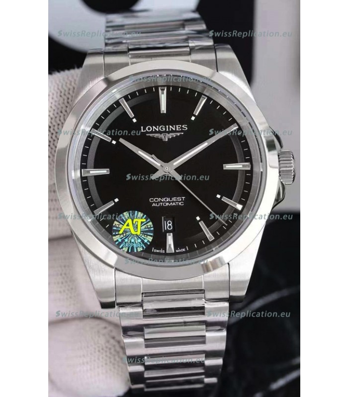 Longines Conquest Automatic Black Dial Automatic Watch in Steel Casing