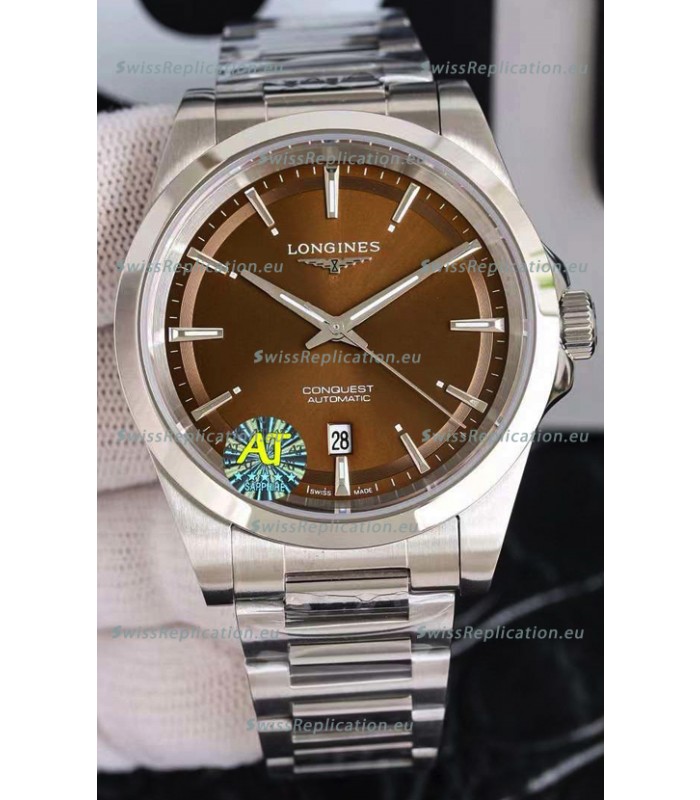 Longines Conquest Automatic Brown Dial Automatic Watch in Steel Casing