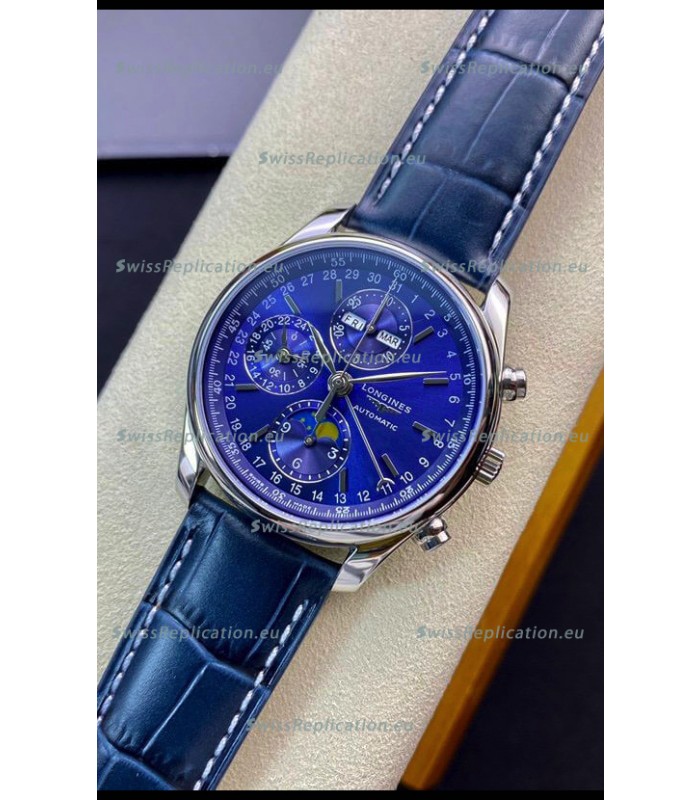 Longines Master Collection REF L2.673.4.92.0 Swiss Replica Watch in Blue Dial Leather Strap