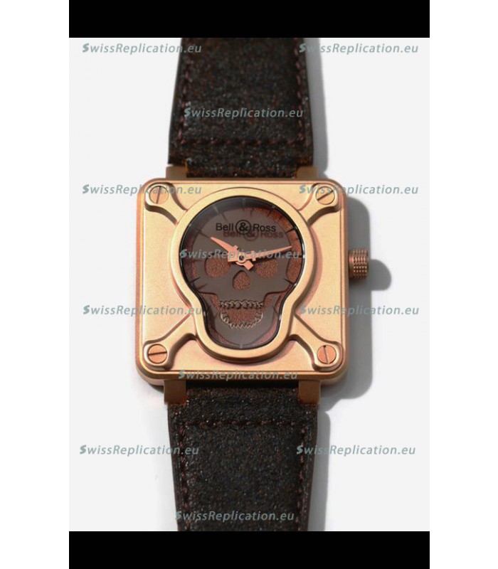 Bell & Ross BR0192 Skull Edition Bronze Casing GREY Skull on Brown Layer Swiss Replica Watch 