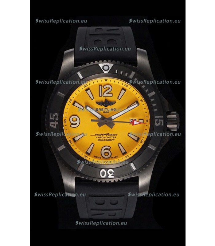 Breitling Superocean Automatic 46 Black Steel - Yellow Dial in DLC Coated Casing 