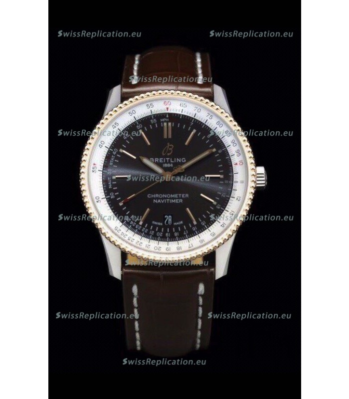 Breitling Navitimer 1 Automatic Swiss Replica Watch in Brown Dial Rose Gold Bezel