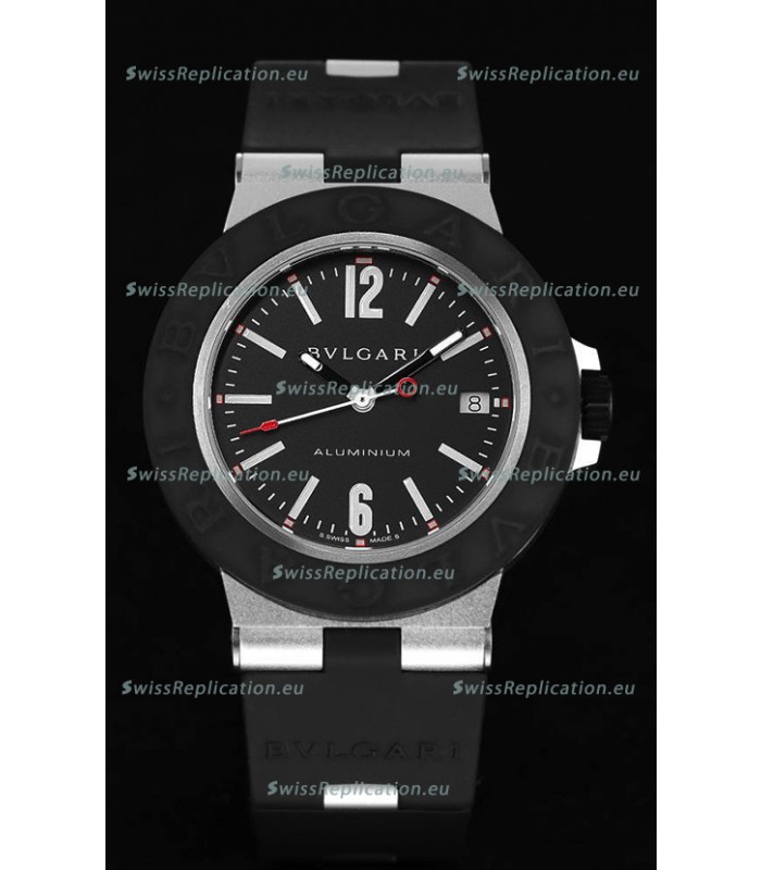 Bvlgari Aluminum 1:1 Mirror Swisss Replica Watch in Black Dial 