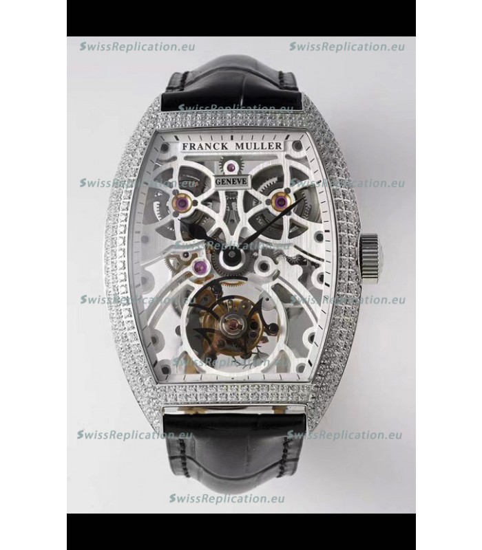 Franck Muller Fast Tourbillon Edition 1:1 Mirror Swiss Replica Watch in Diamonds Casing 