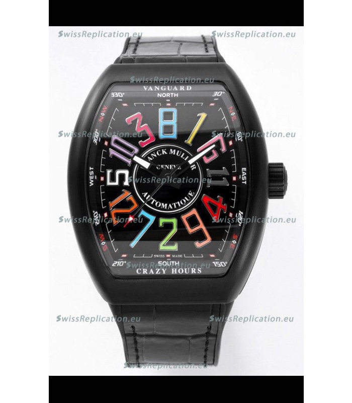 Franck Muller Vanguard Crazy Color Hours in DLC Coated Casing Swiss Replica Watch 
