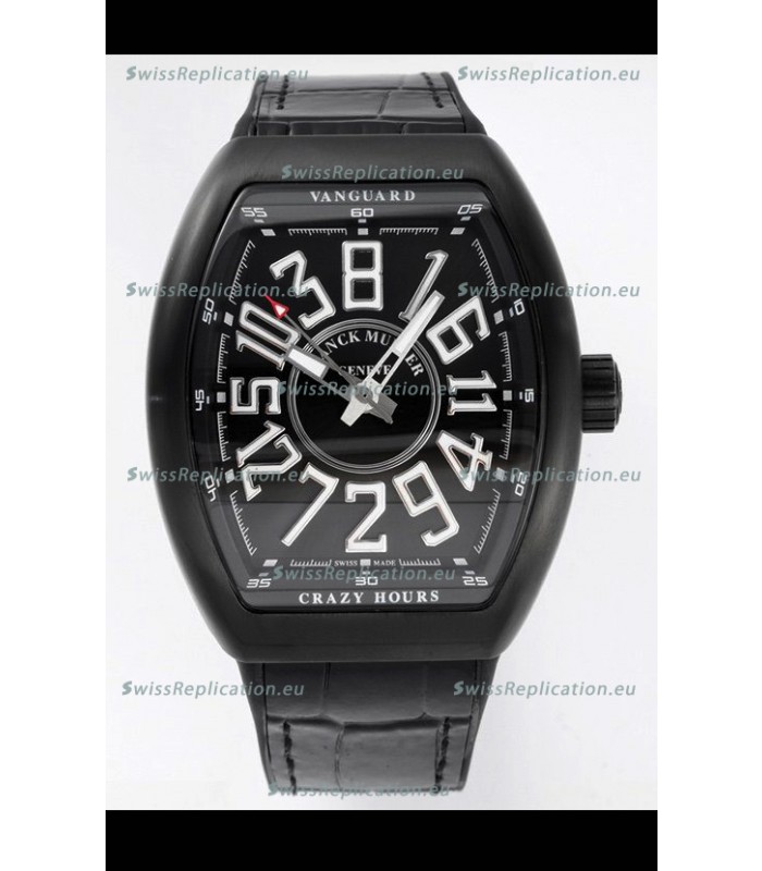 Franck Muller Vanguard Crazy Hours in DLC Coated Casing Swiss Replica Watch 