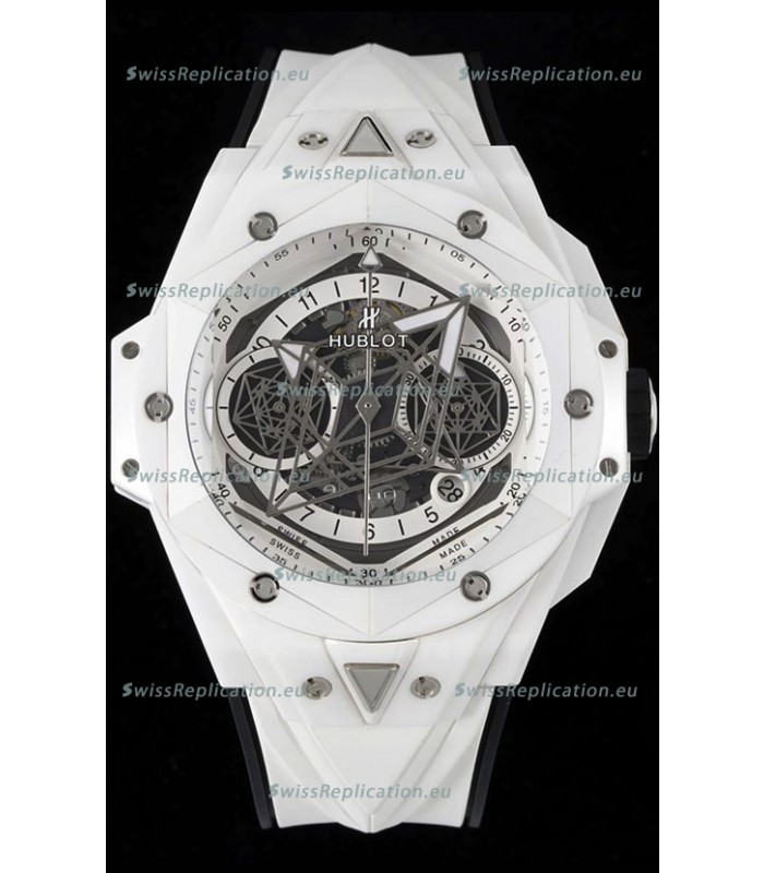 Hublot Big Bang UNICO Sang Bleu II White Ceramic 1:1 Mirror Quality Swiss Replica Watch 