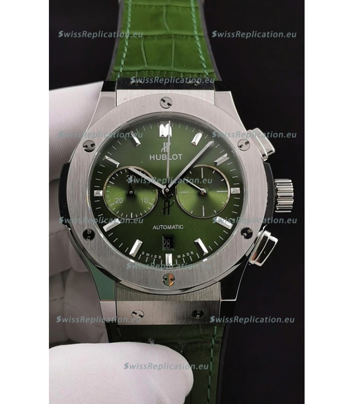 Hublot Classic Fusion Chronograph Stainless Steel Casing Green Dial 1:1 Mirror Replica Watch 