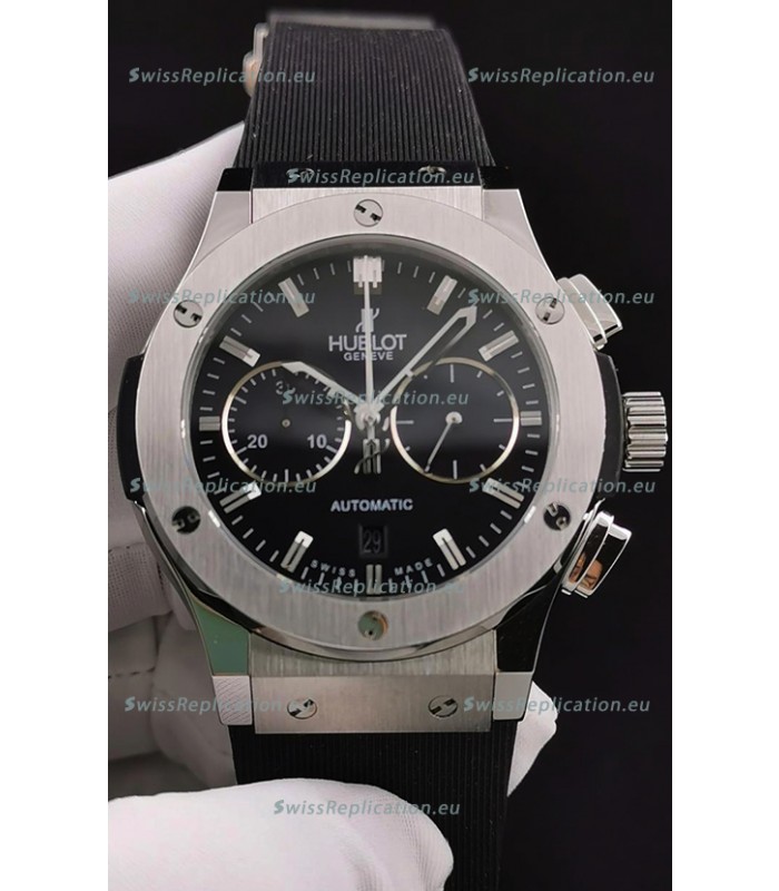 Hublot Classic Fusion Chronograph Stainless Steel Casing Black Dial 1:1 Mirror Replica Watch 
