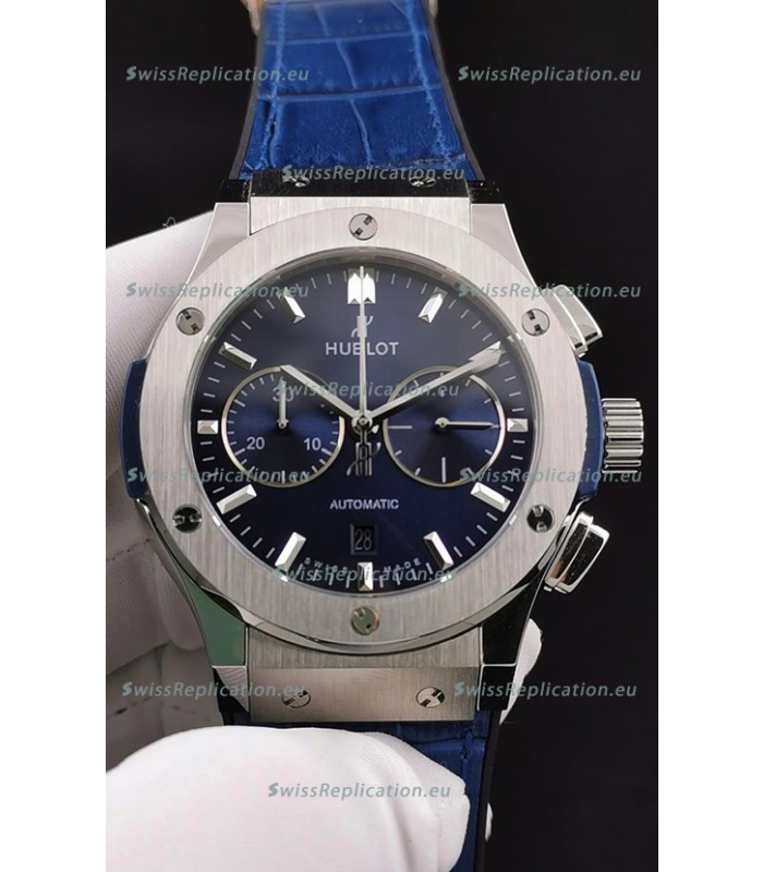 Hublot Classic Fusion Chronograph Stainless Steel Casing Blue Dial 1:1 Mirror Replica Watch 