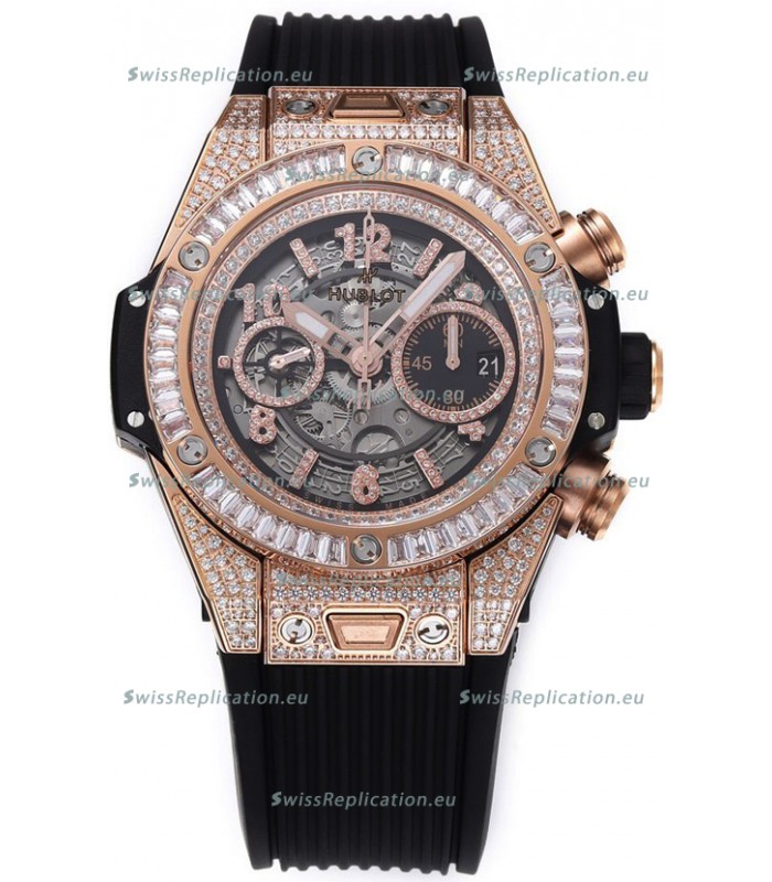 Hublot Big Bang Unico Rose Gold Diamonds Casing 1:1 Mirror Edition Swiss Replica Watch