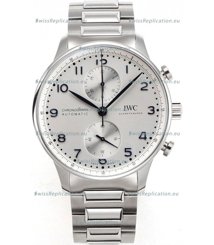 IWC Portuguese Chronograph Swiss Replica Watch in Steel Case White Dial - 1:1 Mirror Replica Edition