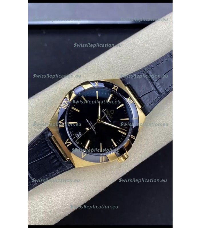 Omega Co-Axial Constellation 41MM 904L Rose Gold Steel Black Dial 1:1 Mirror Replica Watch