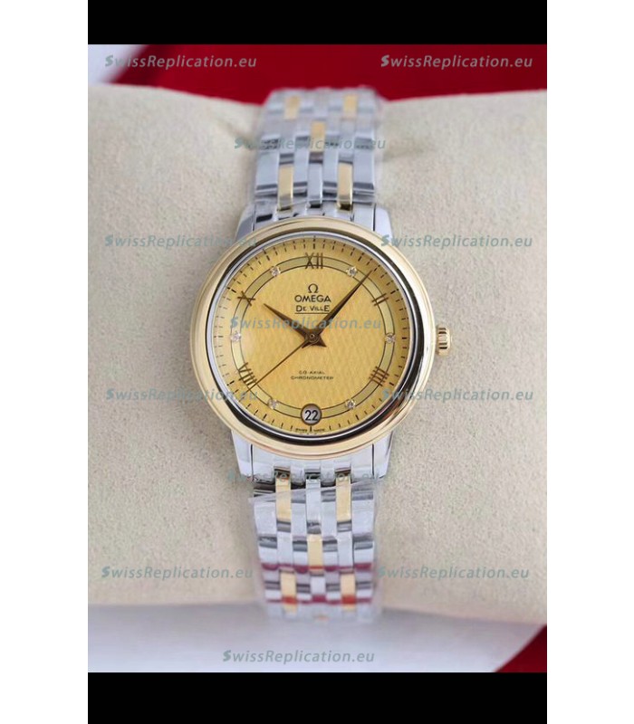 Omega De Ville Edition Swiss Automatic Watch in Two Tone Rose Yellow Gold - Gold Dial