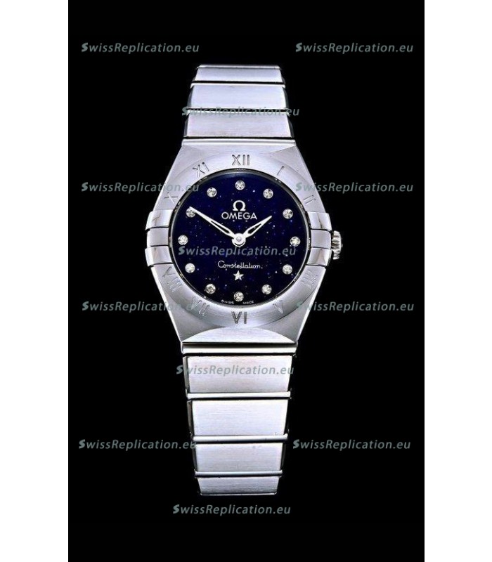 Omega Constellation Ladies Swiss Quartz 1:1 Mirror Replica - Steel Casing in Black Starry Dial 