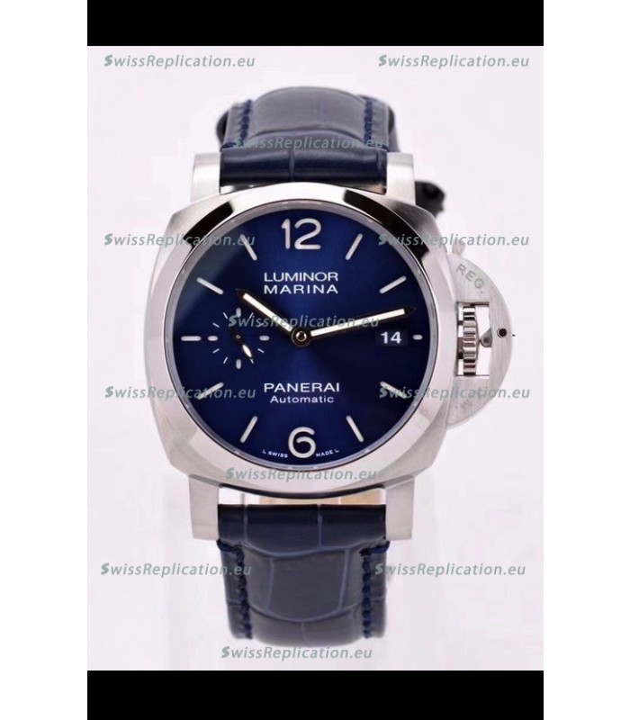Panerai Luminor PAM01393 Automatic Blue Dial 42MM 1:1 Mirror Quality - 904L Steel in Leather Strap