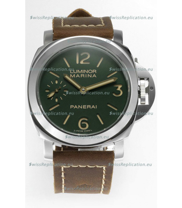 Panerai Luminor Marina 8 Days PAM00911 Green Dial 1:1 Mirror Quality - 904L Steel in Leather Strap