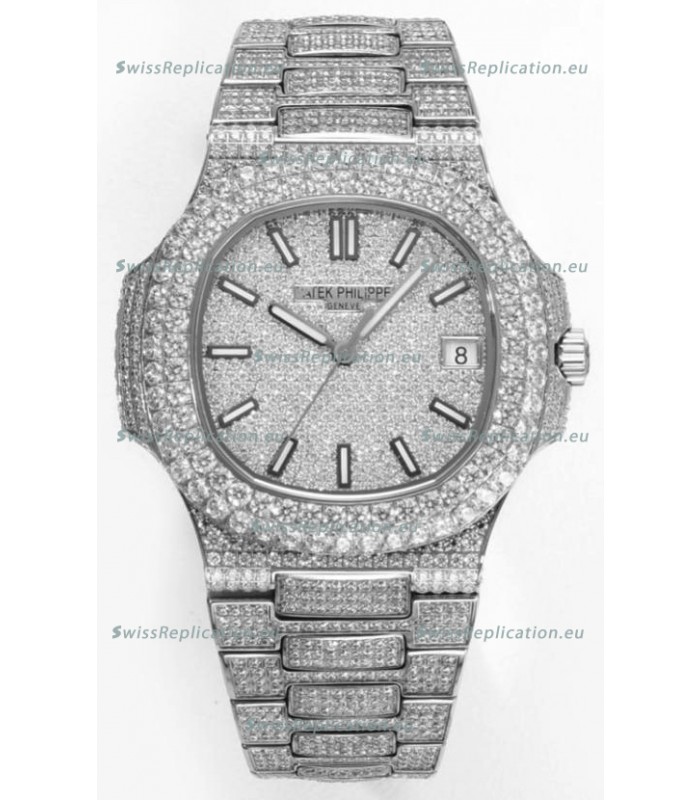Patek Philippe Nautilus 5711/A Swiss Replica Watch 1:1 Mirror Replica in 904L Steel Diamonds Casing