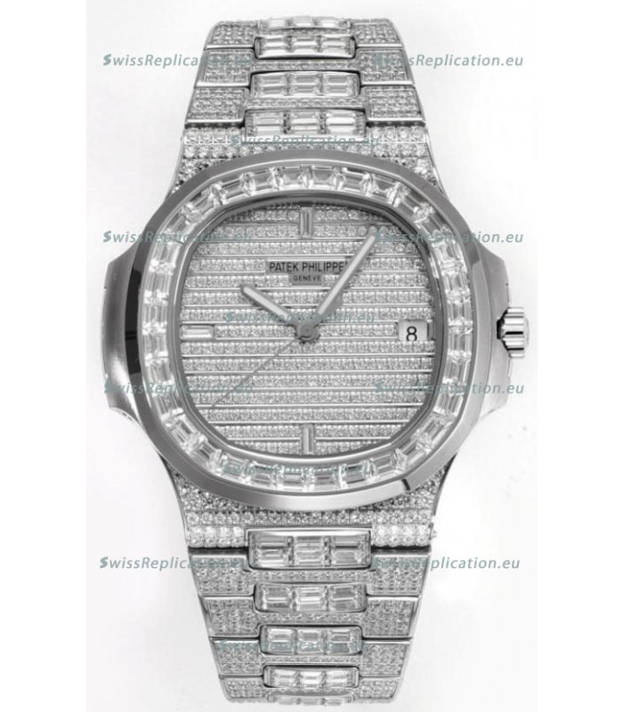 Patek Philippe Nautilus 5711/A Swiss Replica Watch 1:1 Mirror Replica in 904L Steel Diamonds Casing
