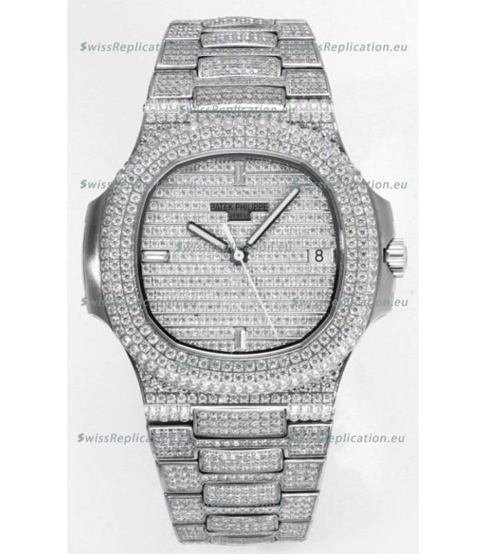 Patek Philippe Nautilus 5711/A Swiss Replica Watch 1:1 Mirror Replica in 904L Steel Diamonds Casing