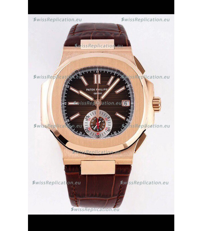 Patek Philippe Nautilus 5980/1R-001 Rose Gold 904L Steel Case in Brown Dial - 1:1 Mirror Replica