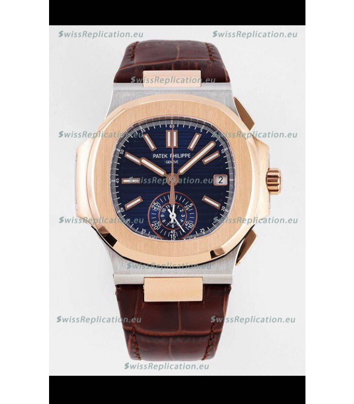 Patek Philippe Nautilus 5980/1R-001 Rose Gold Two Tone 904L Steel Case in Blue Dial - 1:1 Mirror Replica