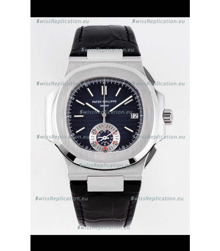 Patek Philippe Nautilus 5980/1A 904L Steel Case in Blue Dial Leather Strap - 1:1 Mirror Replica