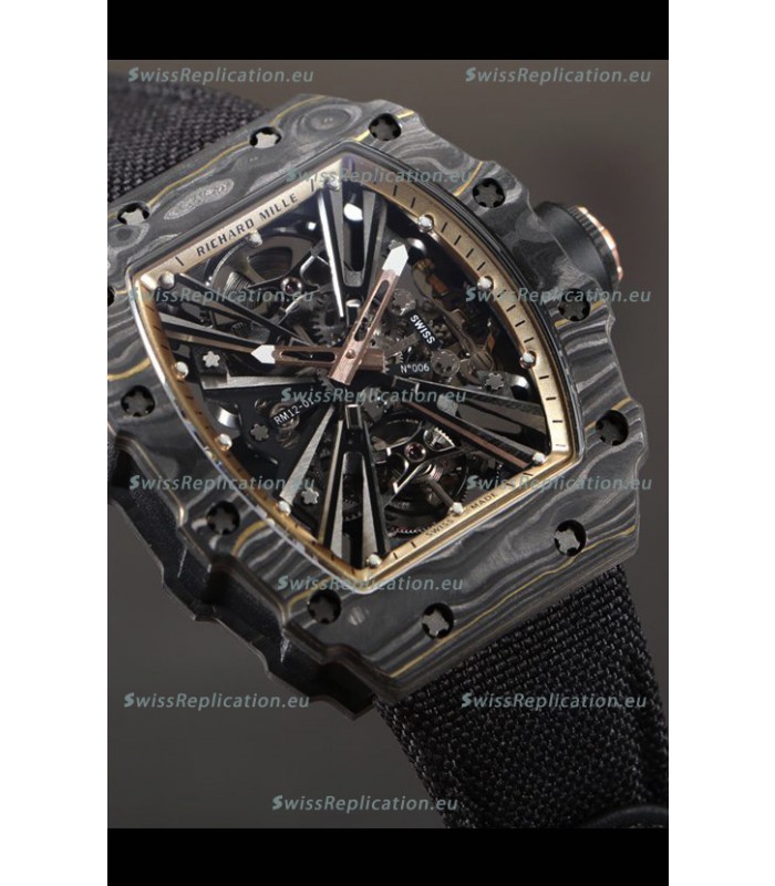 Richard Mille RM12-01 Carbon Fiber Case Genuine Tourbillon Movement 1:1 Mirror Replica Watch