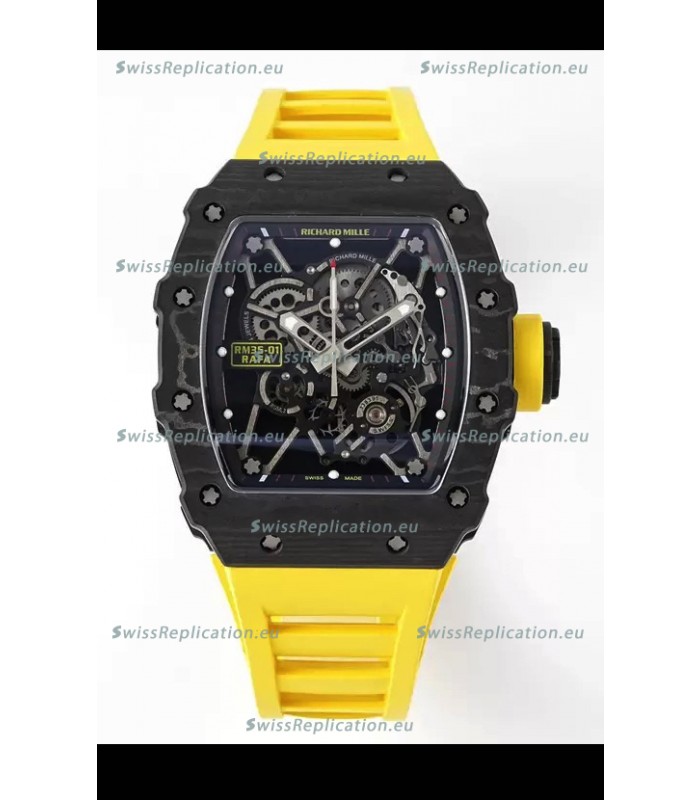 Richard Mille RM35-01 Rafael Nadal Carbon Fiber Casing with Genuine Tourbillon Super Clone Watch 