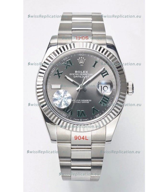 Rolex Datejust Cal.3235 WIMBLEDON Swiss Watch 1:1 Mirror Replica 904L Steel 41MM - Grey Dial 