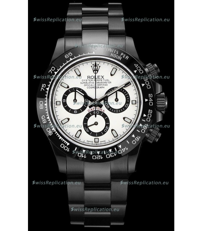 Rolex Daytona Blaken 1:1 Swiss Mirror Replica White Dial Cal.4130 Movement (WITH BOX) 