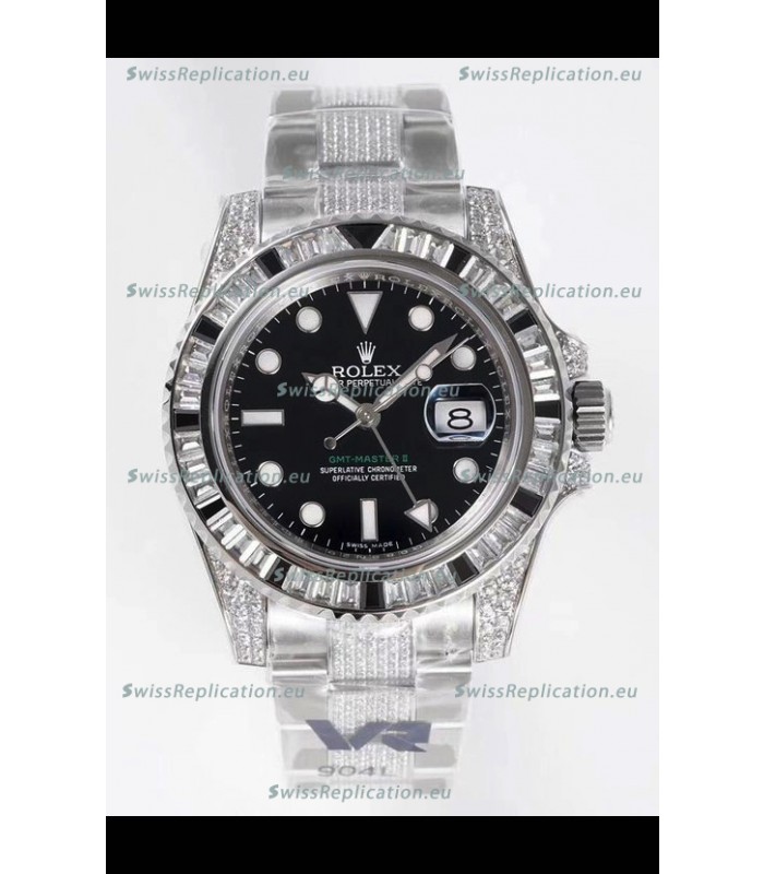 Rolex GMT Masters II Diamonds Swiss watch in 904L Case - 1:1 Mirror Quality