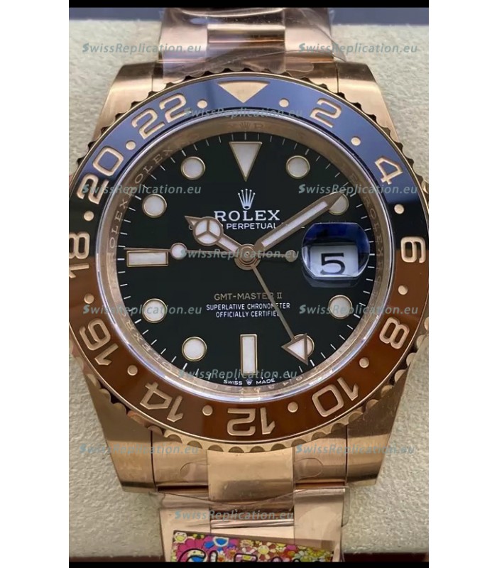 Rolex GMT Masters II M126715CHNR Everose Gold Swiss Replica 1:1 Mirror Watch - 904L Steel 