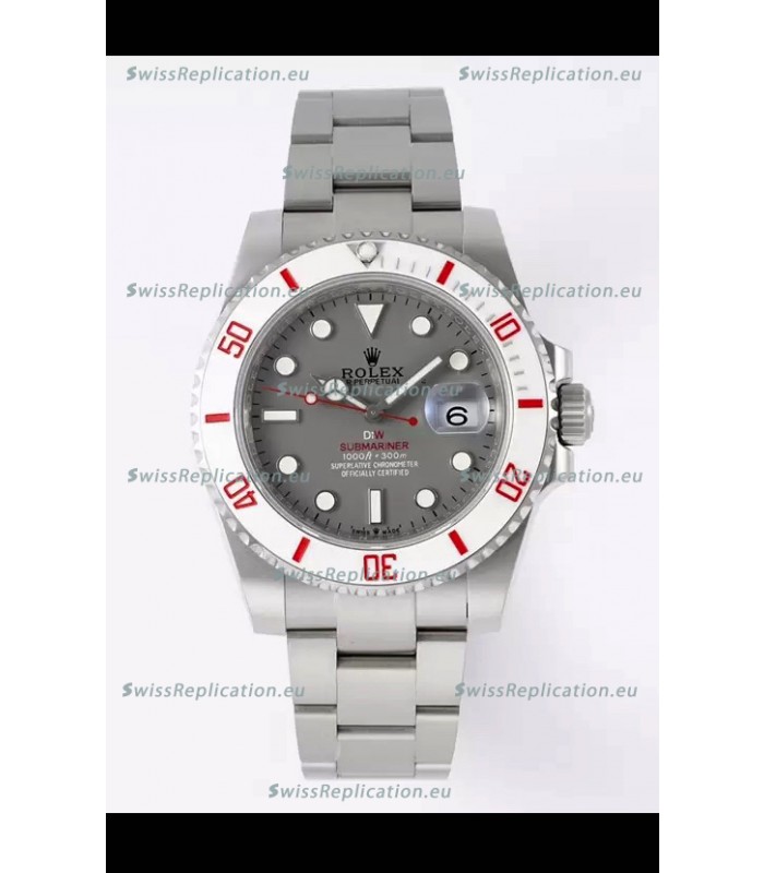 Rolex Submariner DiW Stainless Steel Casing White Ceramic Bezel Grey Dial Edition Watch 