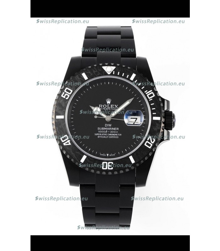 Rolex Submariner DiW DLC Coated Steel Casing Black Ceramic Bezel Edition Watch 