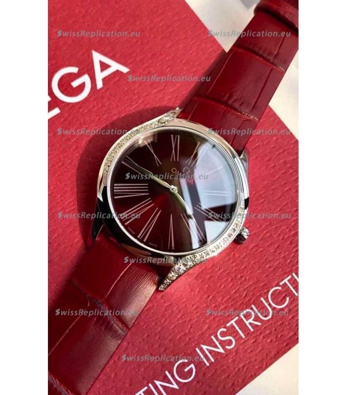 Omega De Ville Tresor Edition Swiss Quartz Watch 36MM Steel Casing Red Dial