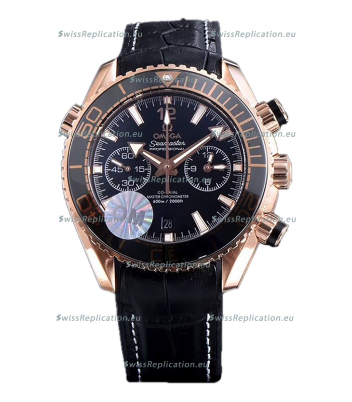 Omega Seamaster Planet Ocean 600M Sedna Gold Leather Strap 45.5MM 1:1 Mirror Replica Watch 