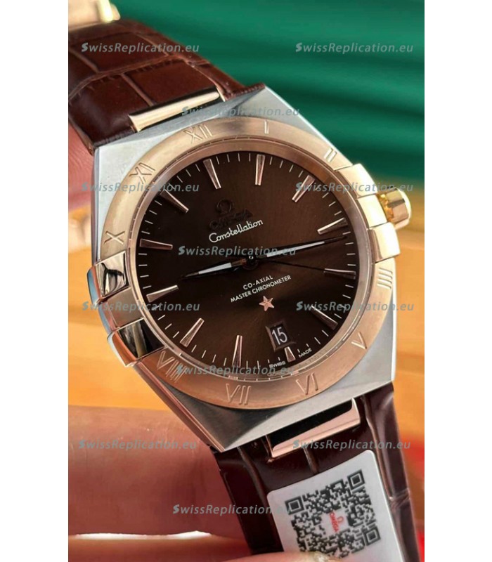 Omega Co-Axial Constellation 39MM Two Tone Rose Gold Brown Dial 1:1 Mirror Replica Watch
