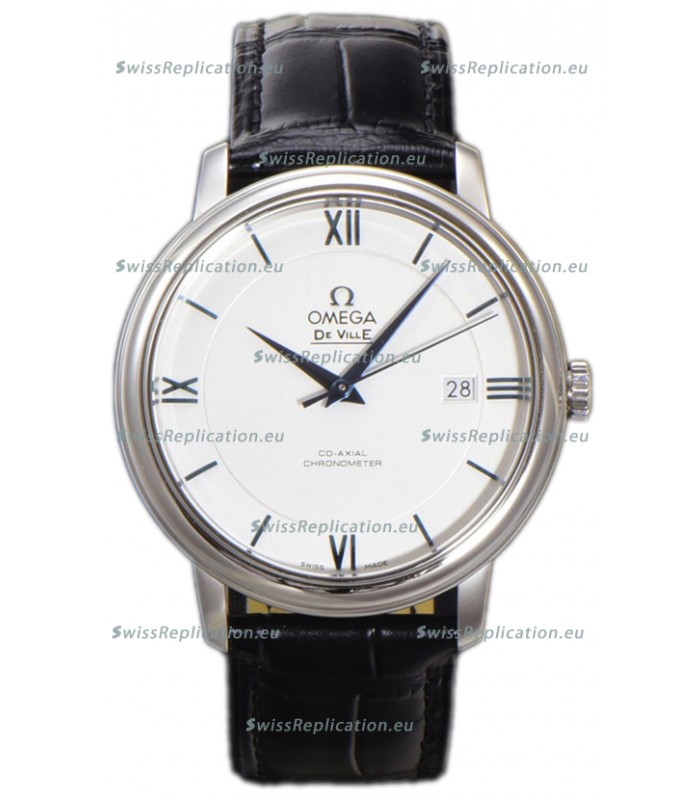 Omega De-Ville Annual Co-Axial Swiss Replica Watch 1:1 Mirror Edition in White Dial 39.5MM