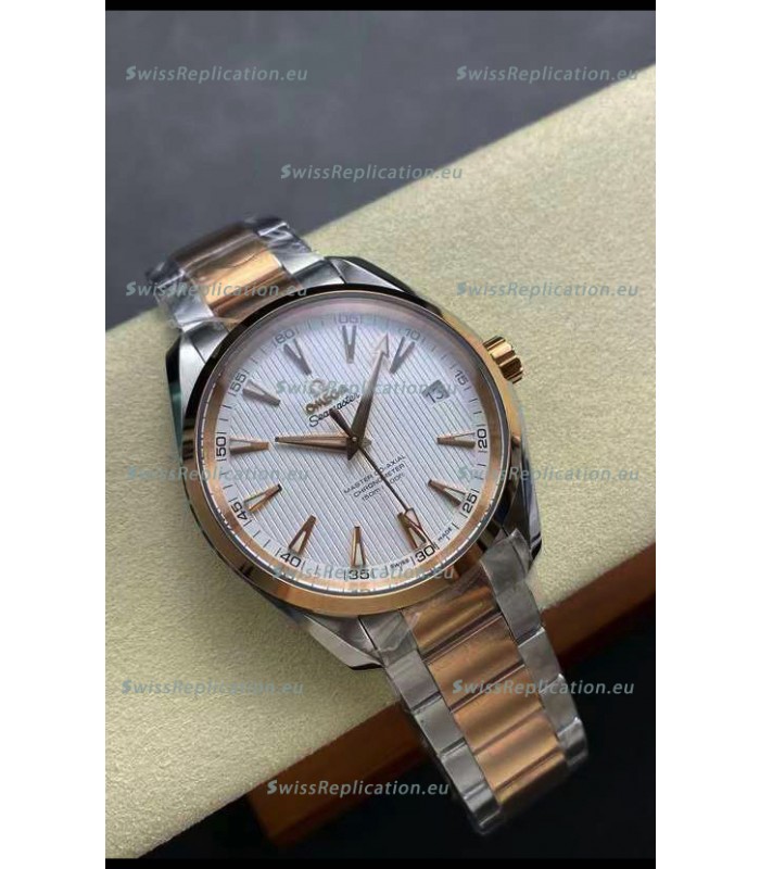 Omega Aqua Terra 150M White Dial 904L Two Tone Rose Gold Casing 1:1 Mirror Replica 41MM 