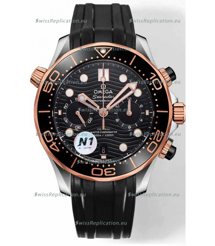 Omega Seamaster Co-Axial Master Chronograph Two Tone Black Dial 44MM 1:1 Mirror Replica