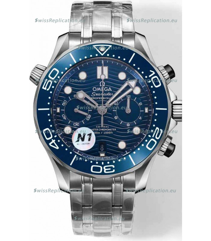 Omega Seamaster Co-Axial Master Chronograph Stainless Steel Blue Dial 44MM 1:1 Mirror Replica